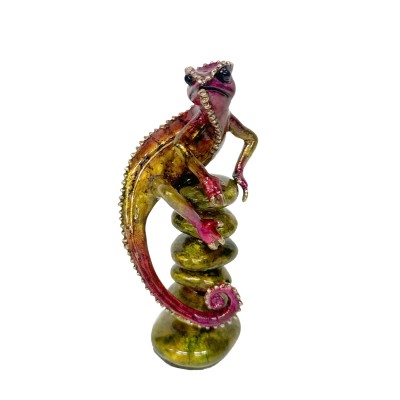 Chameleon on Rocks (Red) | Solid Bronze and Silver Nitrate  image