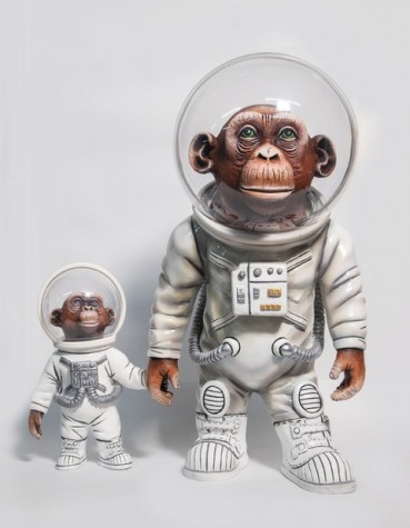 Father & Son | Astrochimps | 13" x 10" x 9" | Carlos and Albert image