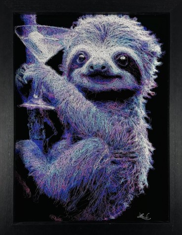 Cheers Baby Sloth | 27.5" x 35" Framed | Zalini  image