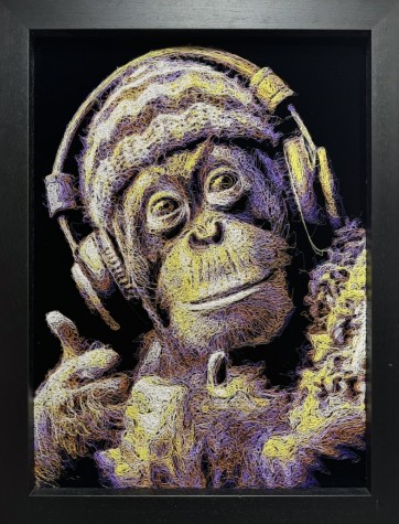 Forrest Chimp | Original Scribble Art | 27.5" x 35" Framed image