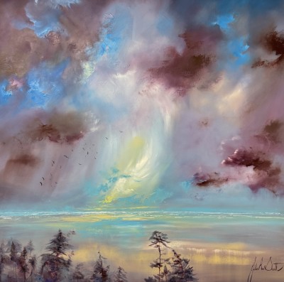Low Tide Dusk | Original Oil 48" x 48" | Julie Ann Scott image