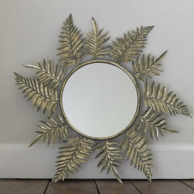 Large Round Leaf Mirror image