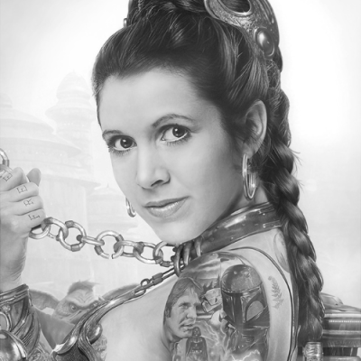 Slave Leia Tattoo Black and White | Star Wars | JJ Adams image