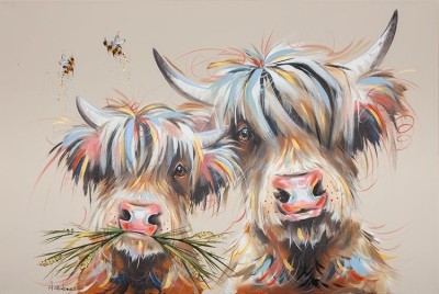 Worn Hooves, Warm Hearts | Highland Cows | Original | Ashley Saunders image